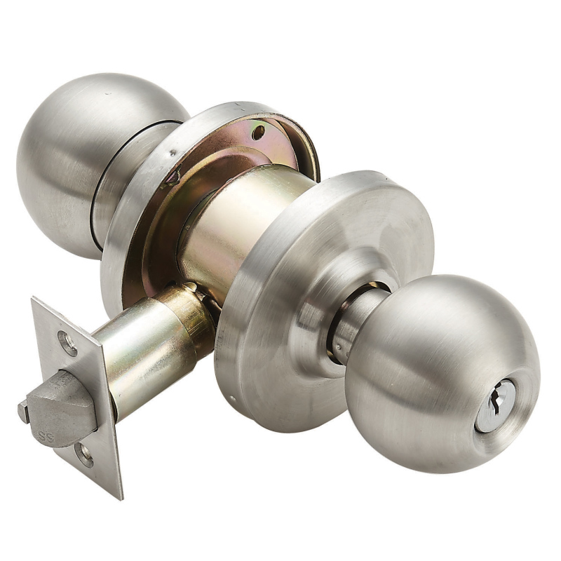 7204 deurknop cilindrische slot ingesloten toegangsfunctie buitenkant satijn chroom afwerking, ANSI/bhma graad 2 commerciële deurknop voor zwaar gebruik