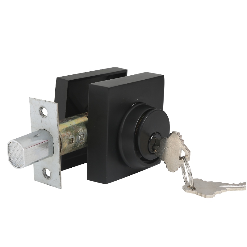 3601 Modern Square Single Cilinder Deadbolt Lock voor voordeur zware duty - Mat Black