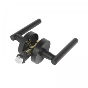 R7506 Zwarte deurgreephendel met modern eigentijds slanke ronde ontwerp voor thuisslaapkamer of badkamerprivacy, sleutelloze deurslot