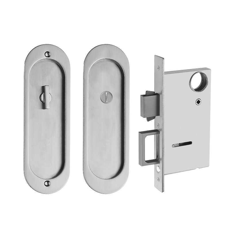 1802 Privacy Pocket Door Deur STORTLOOD, GLIDING BARN Deursloten Onzichtbare deurklink voor houten zakdeurmeubels Hardware (Satin Nickel)